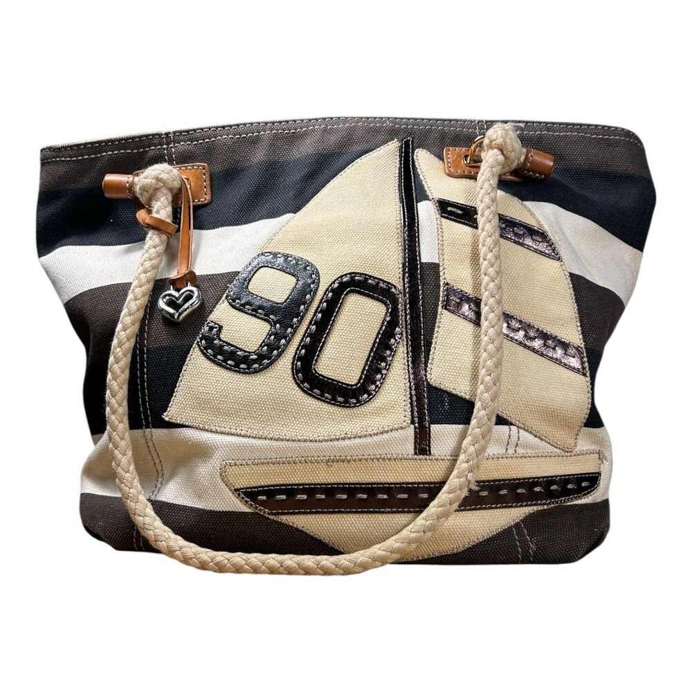 Brighton Schooner Windstar Sailboat Canvas Nautical Tote Bag Rope